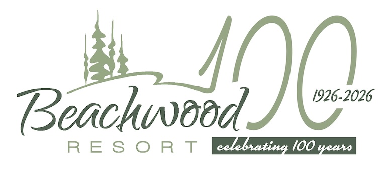 Beachwood Resort_Anniversary Logo Beachwood Resort logo featuring stylized trees and text '100 1926-2026 celebrating 100 years' in green tones, conveying nature and celebration.
